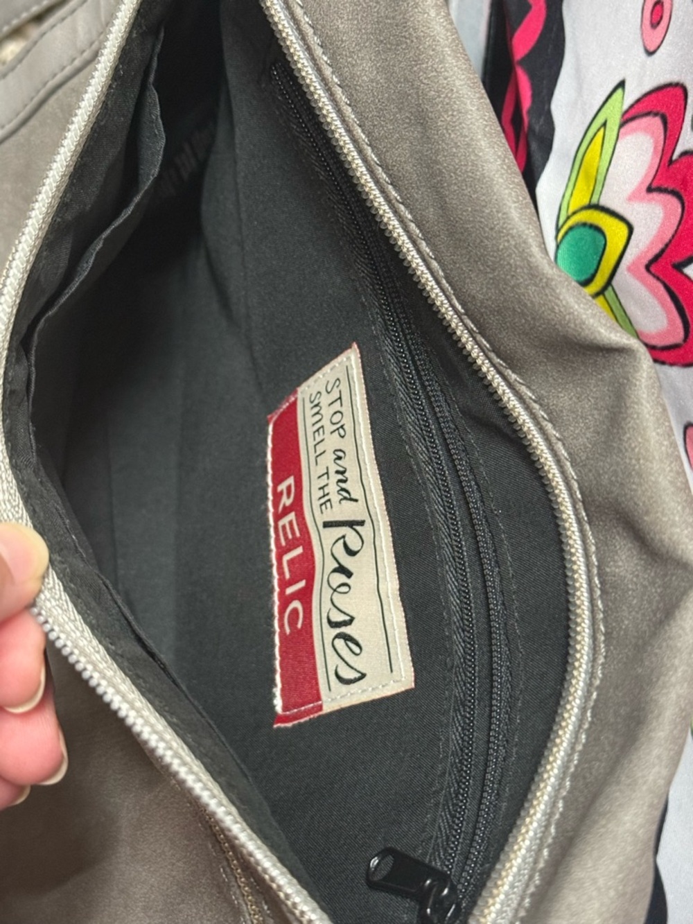 Relic Gray Suede Crossbody with Dual Front Zips - Picture 5 of 9